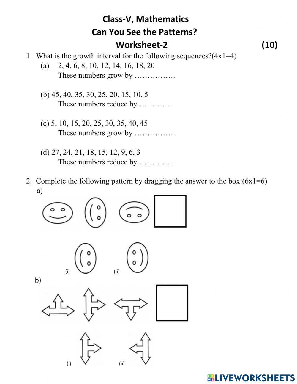 Class 5 Mathematics Can You See The Patterns Worksheet Live Class 5 Mathematics Can You See The Patterns Worksheet Live