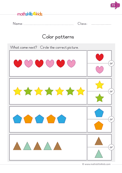 patterns worksheet kindergarten