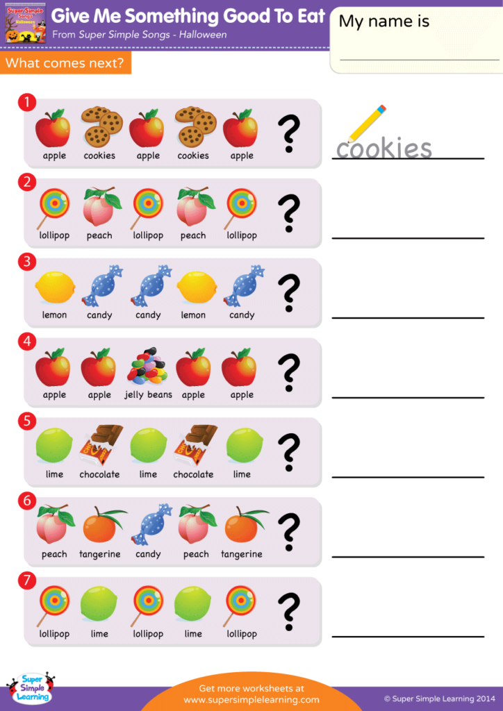 patterns worksheet super