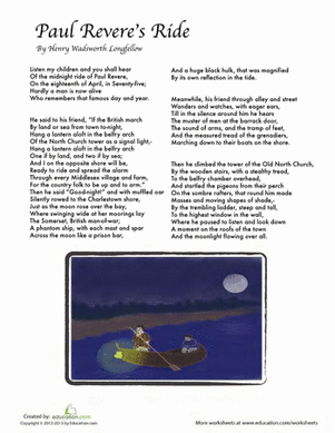 paul revere worksheet