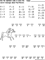 paul revere worksheet