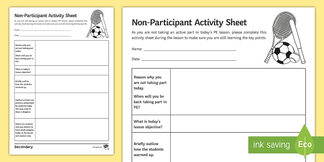 pe worksheet for middle school