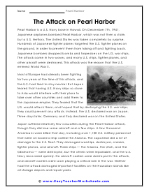 Pearl Harbor Worksheets