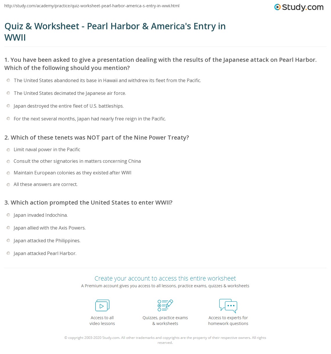 pearl harbor worksheet high school