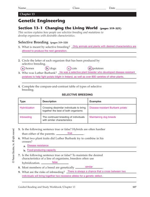 pearson education biology worksheet answers