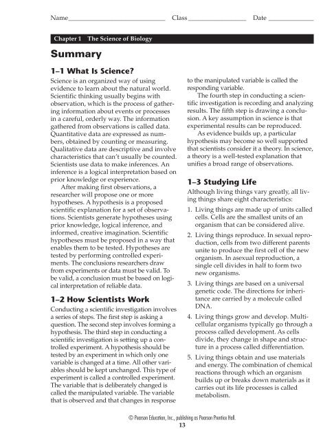 pearson education biology worksheet answers