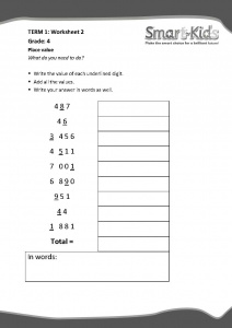 Grade 4 Maths Worksheet: Place value | Smartkids