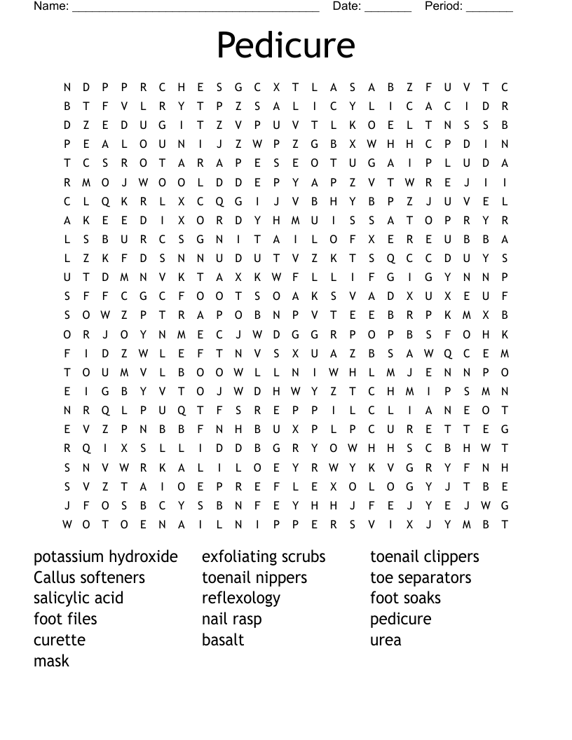 Chapter 26 Pedicuring Worksheet - WordMint