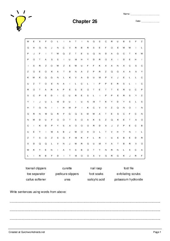 Chapter 26 - Wordsearch - Quickworksheets