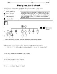 Pedigree Practice Problems Worksheet | Exercises Genetics | Docsity