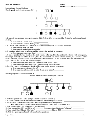 pedigree worksheet interpreting a human pedigree