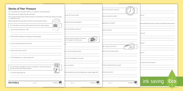 Peer Pressure Choices Worksheet / Worksheet (teacher made)