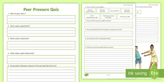 peer pressure worksheet