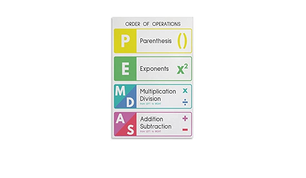 PEMDAS POSTER, Learn Order of Operations ... - Amazon.com - Worksheets ...