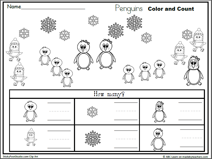 penguin worksheet for kindergarten