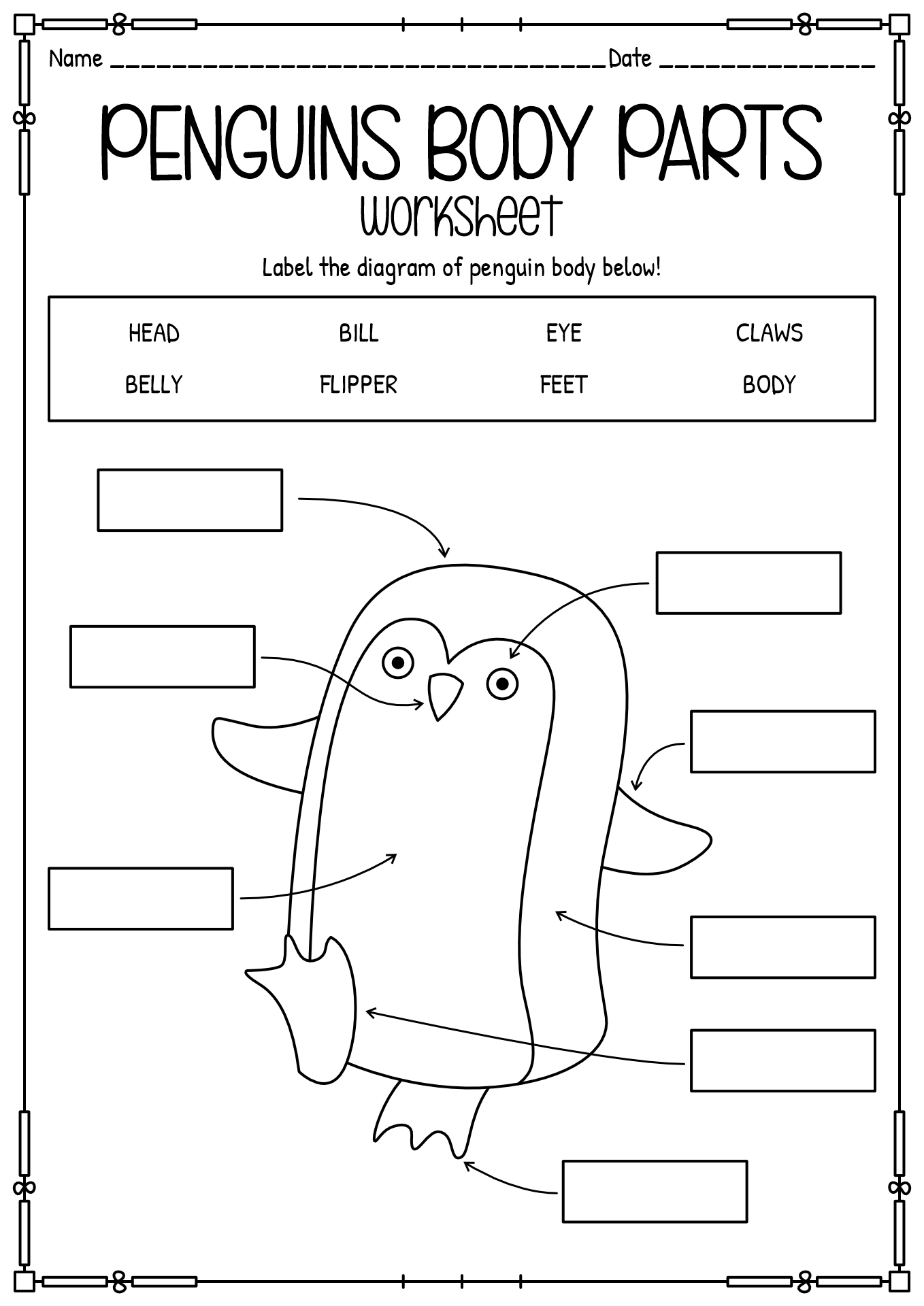 penguin worksheet for kindergarten