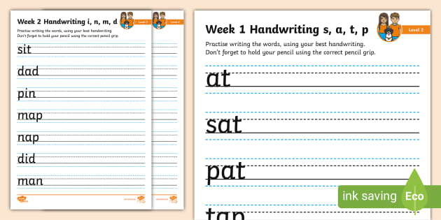 Level 2 Handwriting Practice Sheets (teacher made) - Twinkl