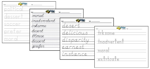 penmanship worksheet free