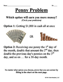 pennies a day worksheet answers