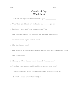 pennies a day worksheet