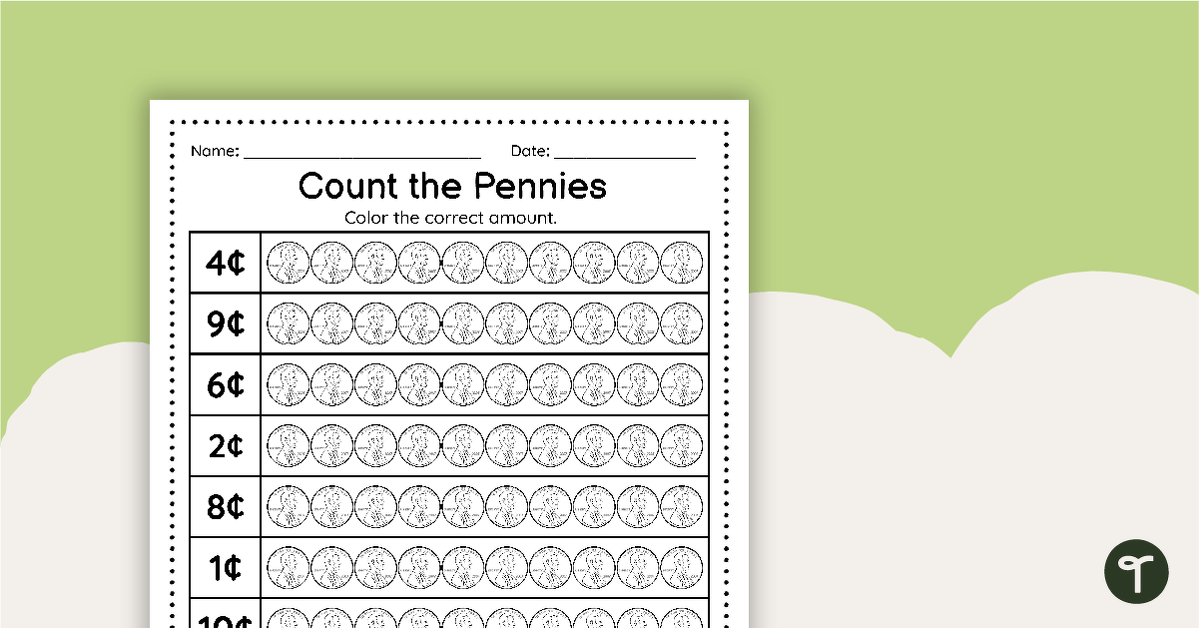 Count the Pennies - Worksheet | Teach Starter