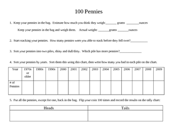 pennies a day worksheet