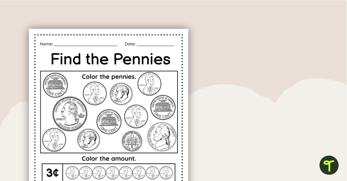 Counting Pennies Worksheet | Teach Starter