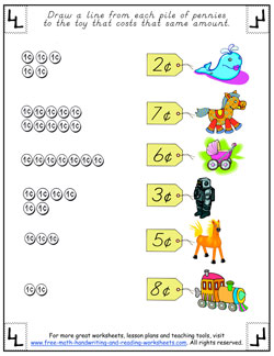 penny worksheet for kindergarten