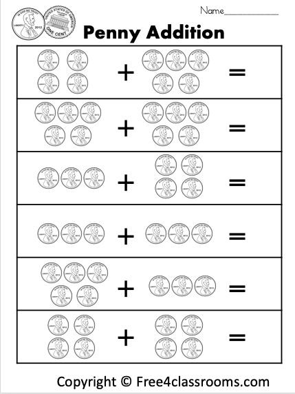 penny worksheet for kindergarten
