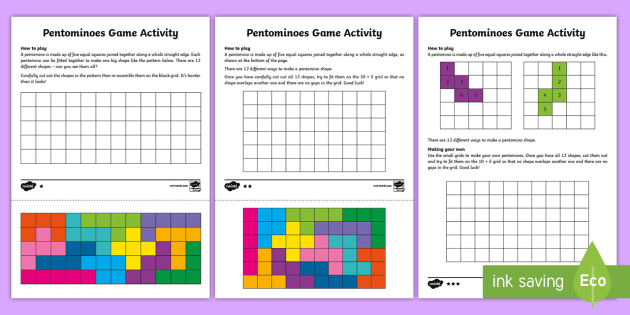 pentominoes printable worksheet