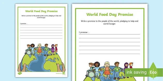 World Food Day Worksheet - Promise Worksheet - Primary