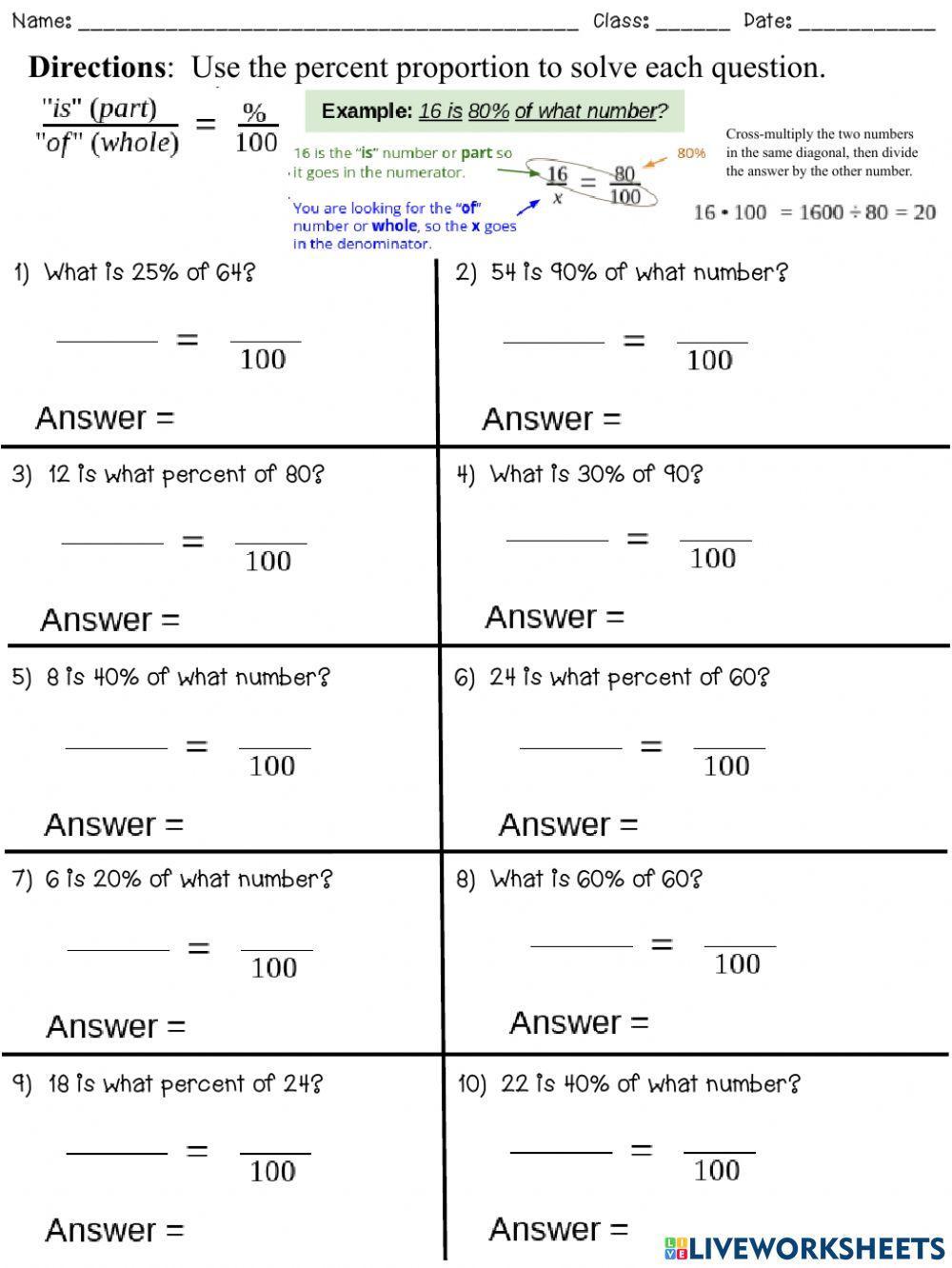 Percent Worksheets Percent Worksheets for Practice Worksheets Library