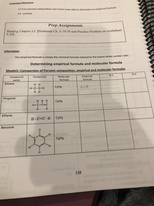 Solved Leaming Objectives 3.5 Use percent composition and | Chegg.com