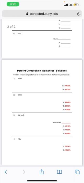 Percent Composition Worksheet How much sodium is in | Chegg.com
