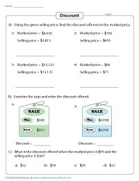 Discount Worksheets