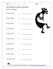 percent of a number worksheet