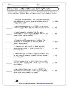 percent of change worksheet answers