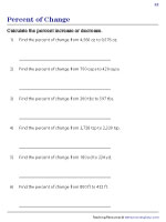 percent of change worksheet