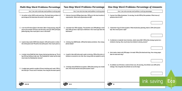 percent problems worksheet