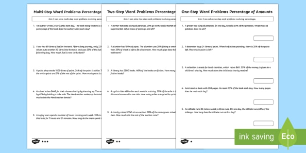 percent word problems posters