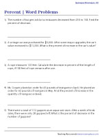 percent word problems worksheet 6th grade