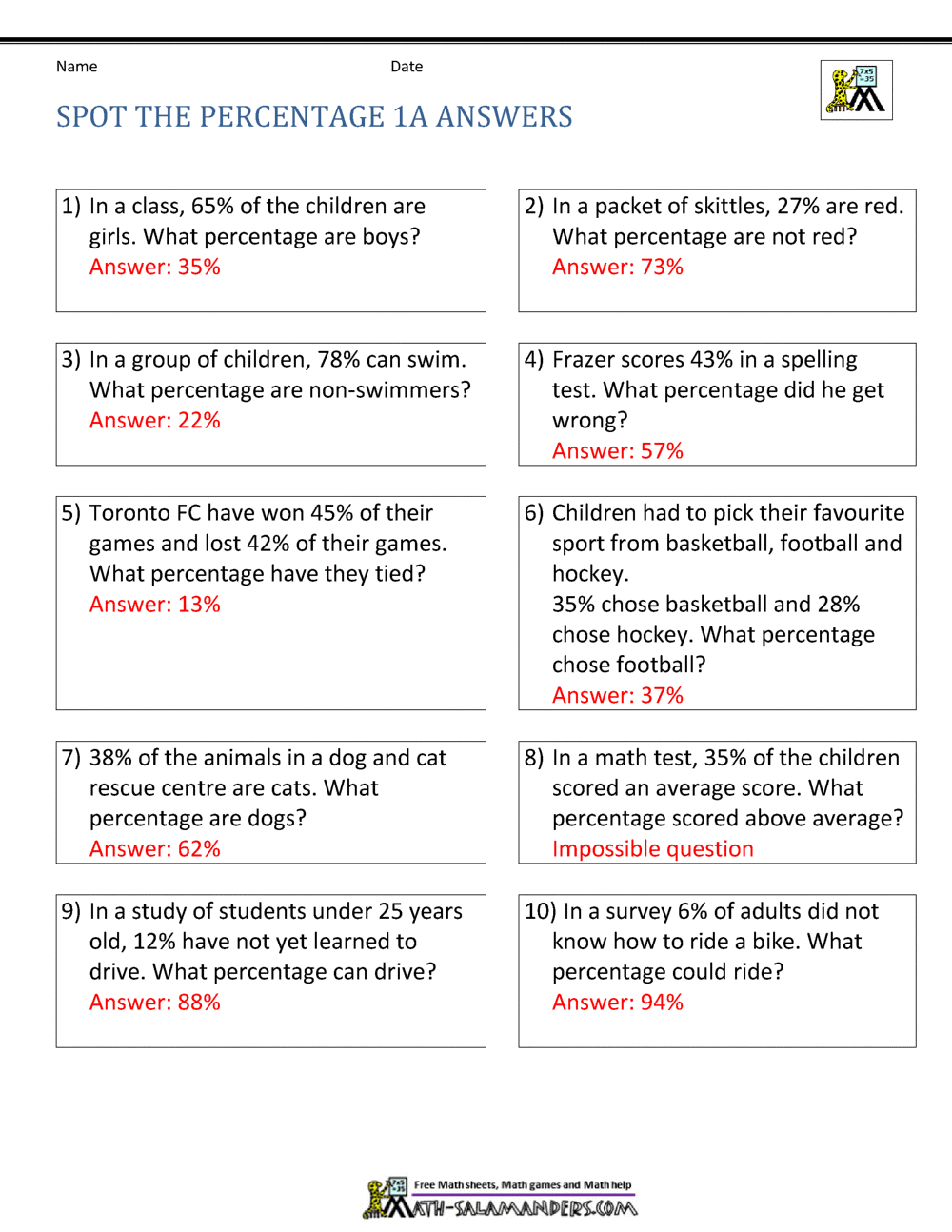 Basic Percentage Word Problems