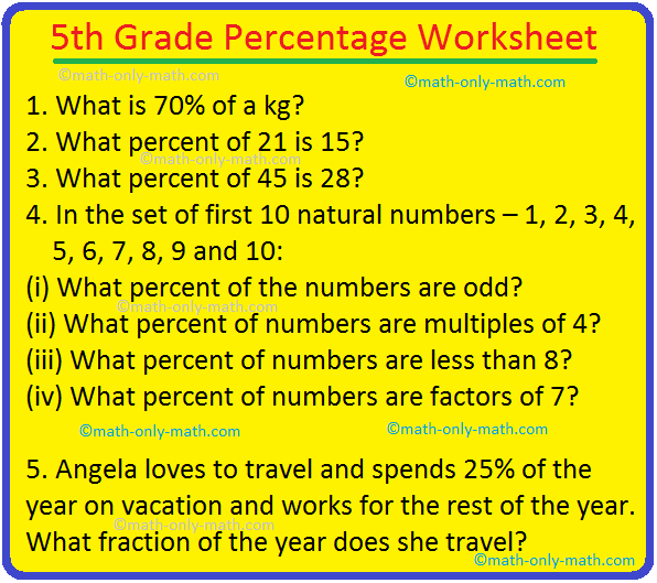percent worksheet grade 5