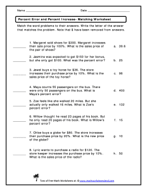 Percentage Increase And Decrease Worksheet Pdf - Fill and Sign ...