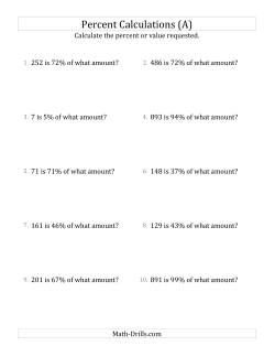 percent worksheet with answers
