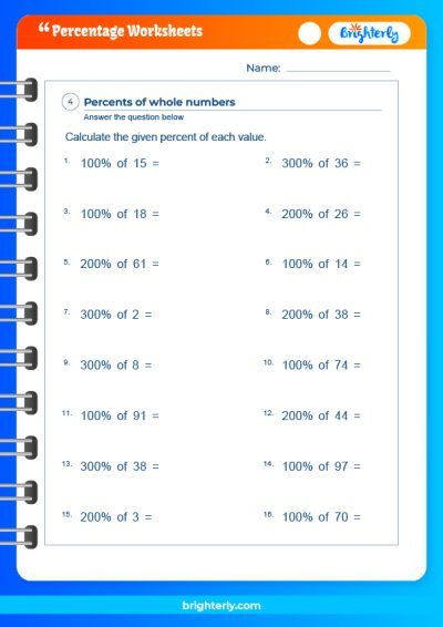 Free Printable Percentage Worksheets [PDFs] Brighterly