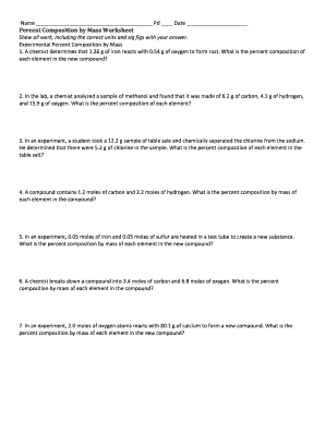 percentage composition worksheet answers