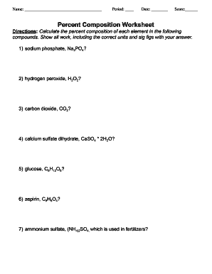 Percent Composition Worksheet Answers - Fill Online, Printable ...