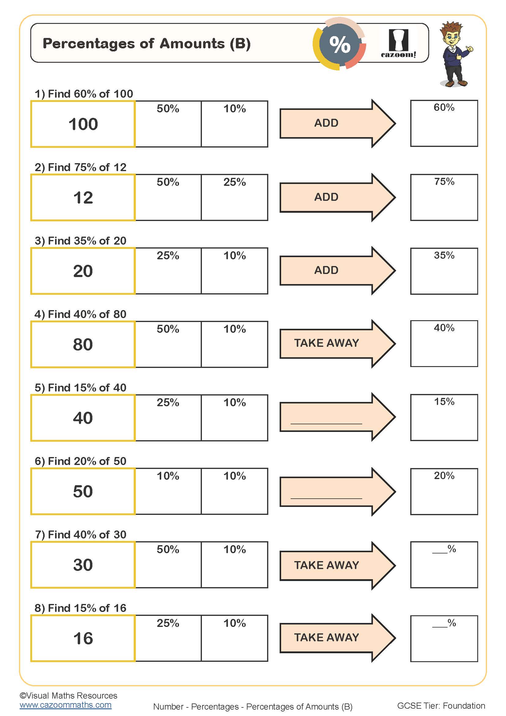 percentage of a number worksheet