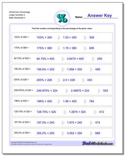 percentage of number worksheet